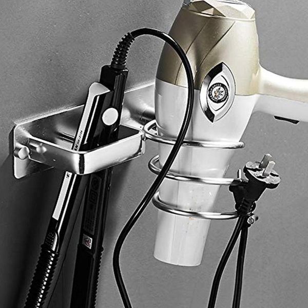 

bathroom shelves wall mounted hair dryer storage rack holder organizer aluminum alloy blower shelf accessories