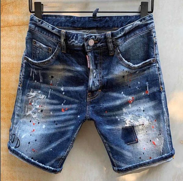 

men's jeans italian straight denim shorts blue paint slim 2029