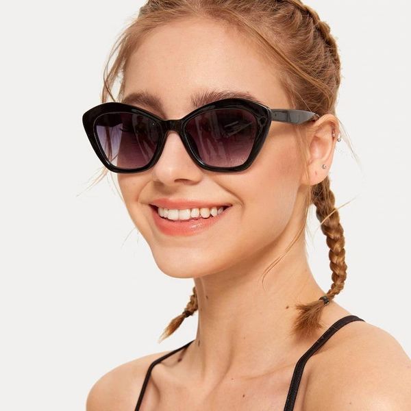 

sunglasses large cat eye women fashion leopard jelly color trend polygon driving oversized uv400 oculos, White;black