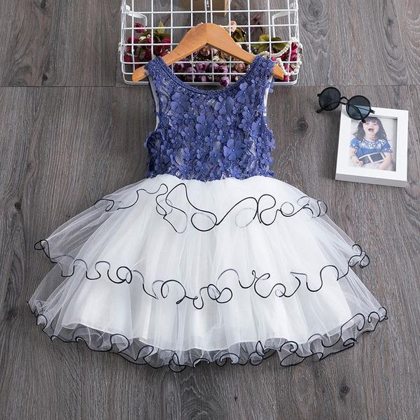 

girl's dresses summer baby girls ball gown floral petals wedding dress for vest vestido bow-knot tie design kids party clothes 3-5-8yea, Red;yellow