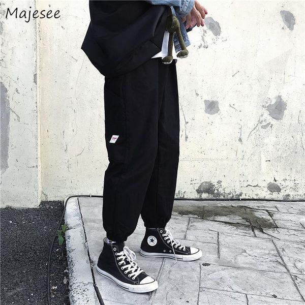 

men's pants casual men design bundle feet loose ankle-length cargo pant summer streetwear jogger all-match tooling korean fashion male, Black