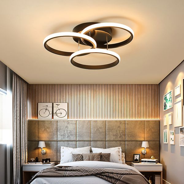 

2021 new kitchen lustre study dining room chandeliers modern ceiling light rings black circle hanging lamps led lights f36t