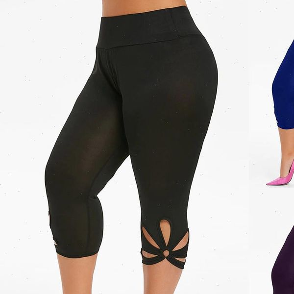 

fashion leggings women plus size solid hollow elastic waist casual plus size leggings pants jeggings leggins mujer w10, Black