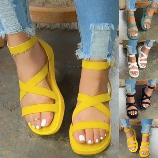 

woman sandals summer shoes elastic flat sandalias mujer 2021 new strappy gladiator beach sandals ladies flip flops sandal wedges, Black