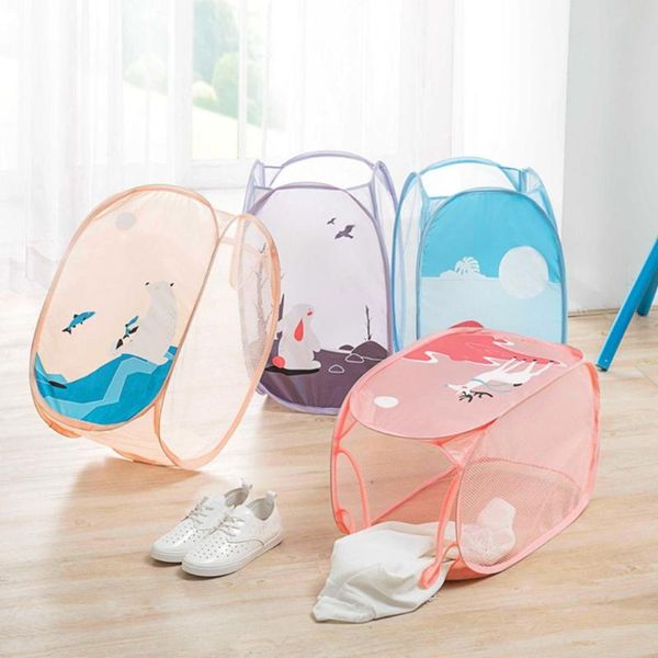 

laundry storage & organization cartoon large capacity dirty clothes basket strong mesh hamper hight quality foldable organizer bucket