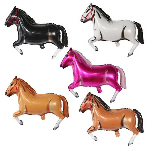 

party decoration large horse foil balloons happy birthday supplies mylar balloon kids classic toys animal farm helium air globos