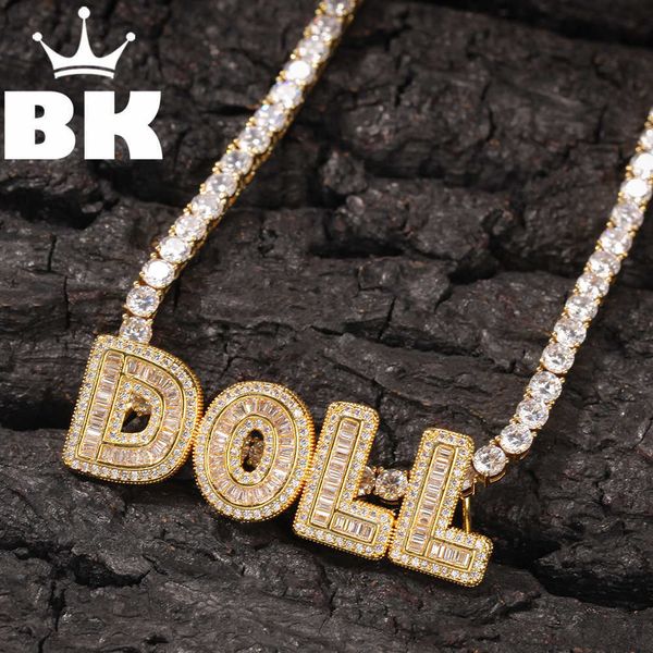 

hip hop custom small baguettecz letter back clasp pendant necklace combination words name with cztennis zirconia jewelry x0707, Silver