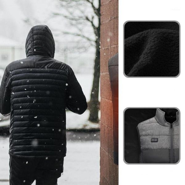 

men's jackets stand collar 3d cutting winter heating jacket for hiking, Black;brown