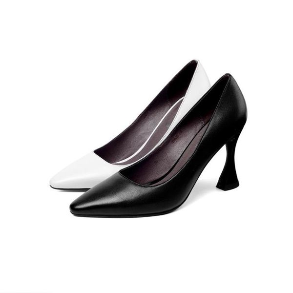 

dress shoes comfortable pumps women's genuine leather thin heels leisure black white lady office career