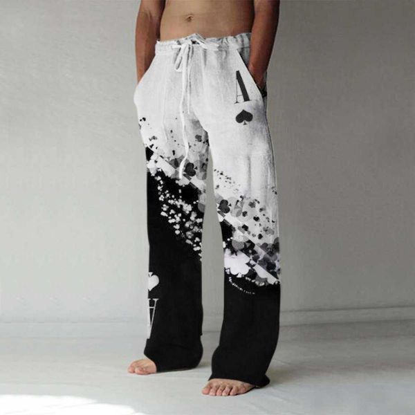 

2021 leisure pants men's spring autumn youth middle waist printed 1183303, Black