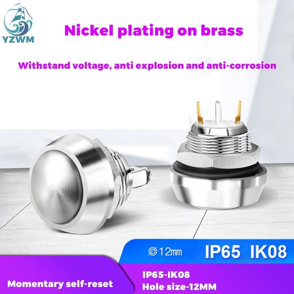 

smart home control 12mm reset small spherical button waterproof anti riot dustproof metal switch normally open 3a screw foot / welding