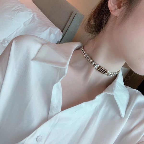 

tc1625 korean wave personality temperament collarbone necklace fashion inset horse eye stone letters women cool choker, Silver