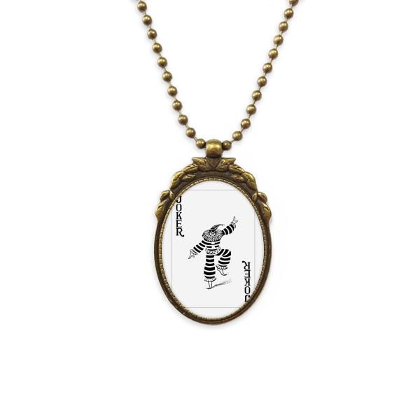 

pendant necklaces black joker playing cards pattern antique brass necklace vintage jewelry deluxe gift, Silver