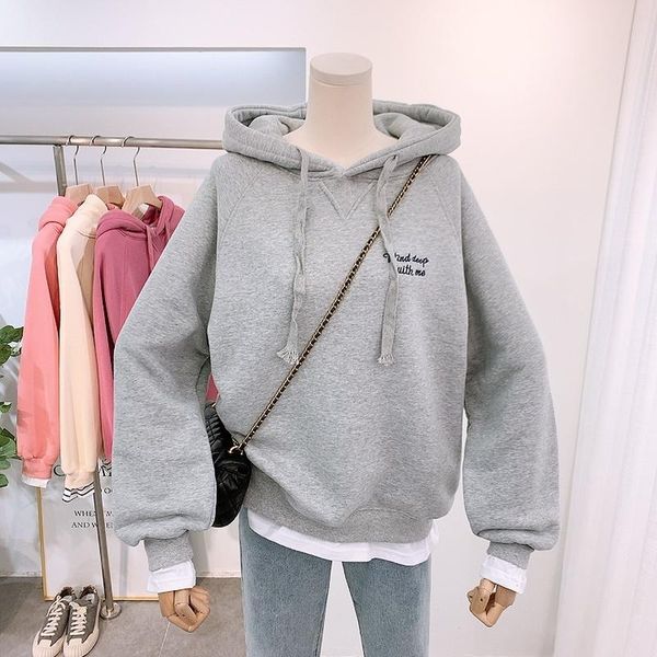 

women's hoodies & sweatshirts good quality fleeced women winter 2021 korean thickening cotton hoodie coats female warm hooded teen, Black