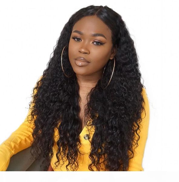 

cambodian human hair wigs bleached knots with baby hair kinky curly lace front wigs for black women, Black;brown