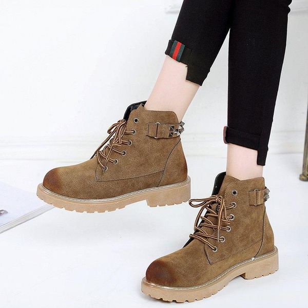 

boots brand women's ankle zipper mid square heels platform for ladies buckle footwear shoes solid mujer, Black