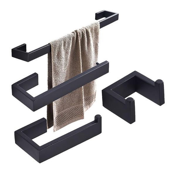 

towel racks 1 set wall mounted bathroom bar shelf rack holder toilet roll paper hanging hanger black/silver