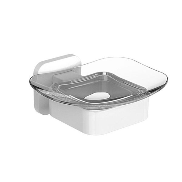

soap dishes 1pc need drilling plastic holder wall mount dish sponge shower tray rack bathroom accessories(white)