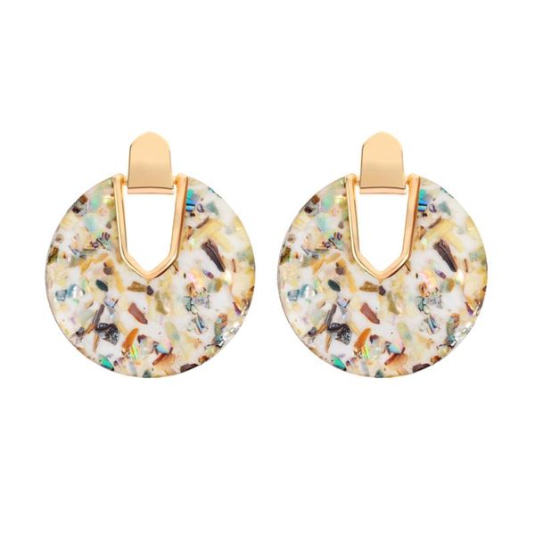 

dangle & chandelier 2021 boho round pearl shell earring girls fashion colorful abalone statement jewelry for women summer party gift, Silver