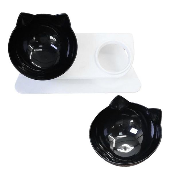 

cat bowls & feeders double bowl abs material non-slip food with protection cervical transparent dog supplies
