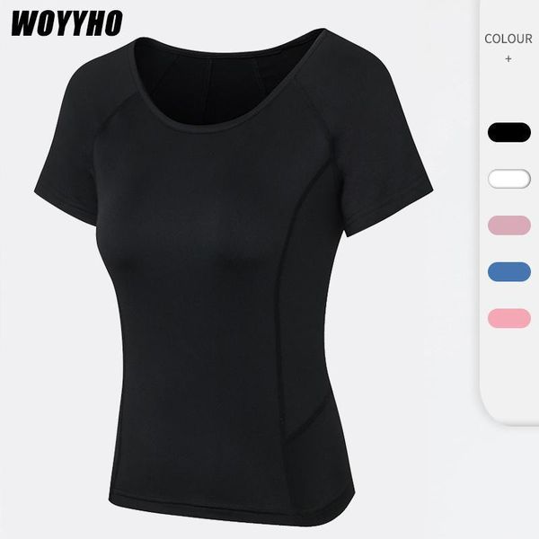 

yoga outfit woyyho women round neck shirts,quick drying running activewear elastic short fitness workout tank top