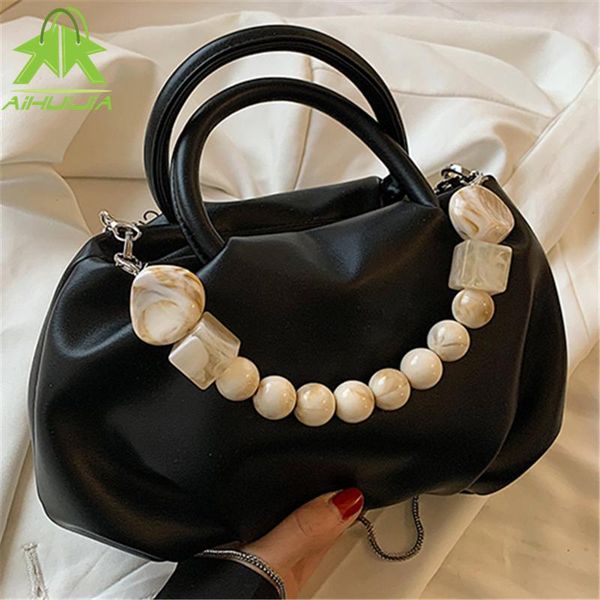 

shoulder bags pu leather beaded solid color simplicity messenger casual fashion hand trend women crossbody bag