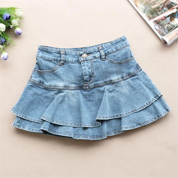 

gowyimmes autumn fashion women high waist ruffles shorts skirt big size girl blue jeans skirt kawaii skirts harajuku mini pd885, Black