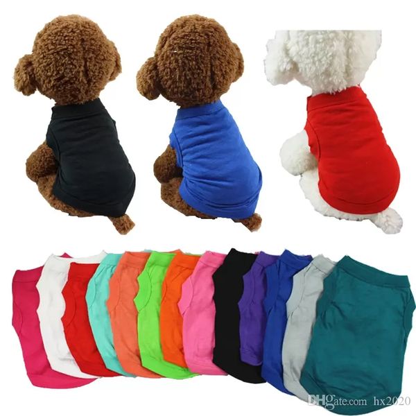 Magliette per animali domestici Vestiti solidi Moda Top Camicie Gilet Cotone Cucciolo di cane Vestiti per cani di piccola taglia Abbigliamento per animali domestici economici JXW210