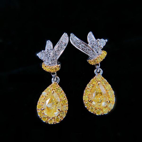 

dangle & chandelier exquisite shining yellow color crystal silver plated drop earrings women's elegant earring bridal wedding boho jewe