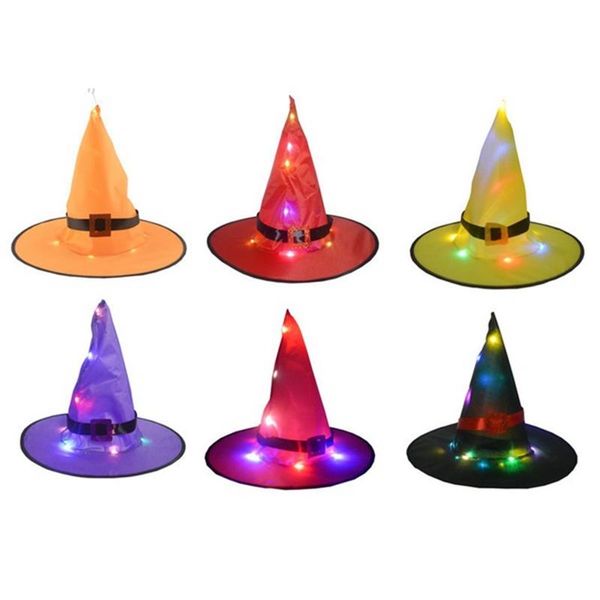 

party hats 6pcs halloween decorations witch hat outdoor hanging lighted wizard colored glowing decor for yard tree