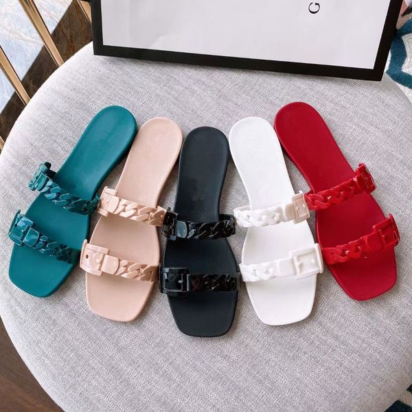 

slippers sandals european station 2021 new chain jelly slippers for women, Black