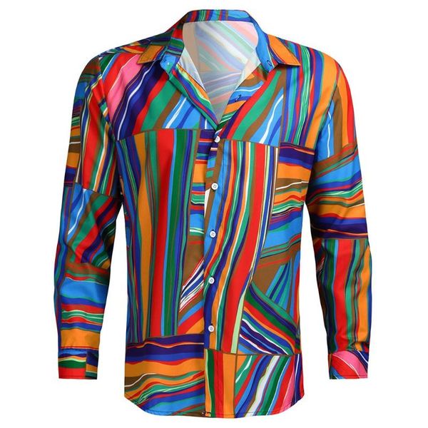 

men casual long sleeve slim fit 3d printing shirt blouse camisa masculina camisas hombre plus size hawaiian shirts men dress, White;black