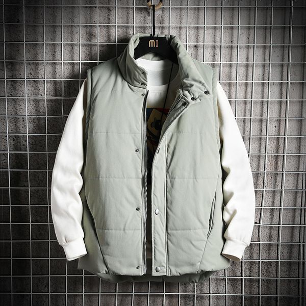 

2021 autumn no sleeves jacket down male thick vest with hoodie quilted plus size 5xl 20it, Black;white