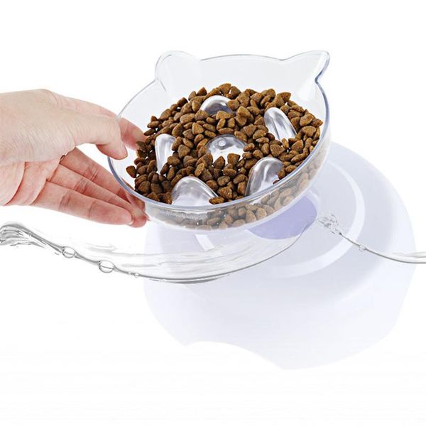 

cat bowls & feeders non toxic anti suffocate drinking water easy clean 15 degree tilt bowl with raised stand detachable food feeding transpa