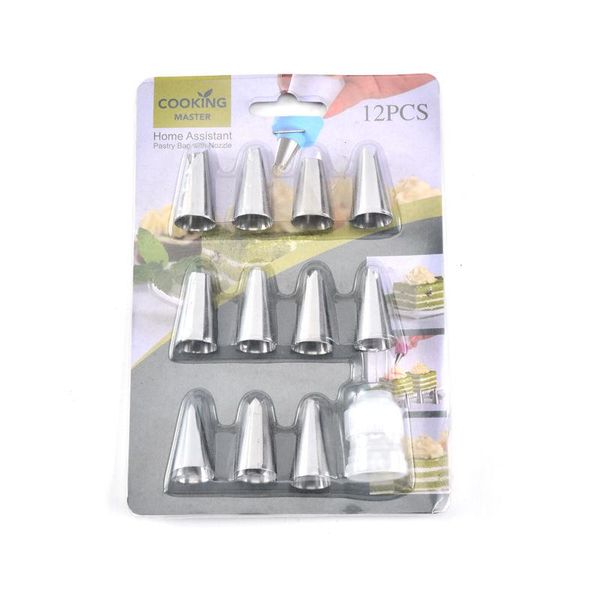 

baking & pastry tools patisserie outils accessoires 12 pcs/set kitchen diy icing piping cream bags +11 tips nozzle set cake decorating
