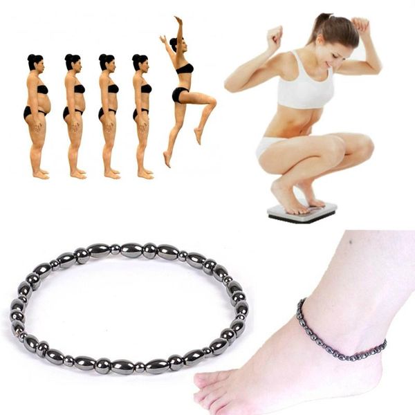 

anklets magnetic weight loss effective anklet bracelet black gallstone slimming stimulating acupoints therapy arthritis relief, Red;blue