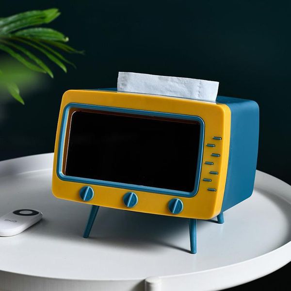 

tissue boxes & napkins home box container cute tv style paper draw pumping with phone stand deskstorage case