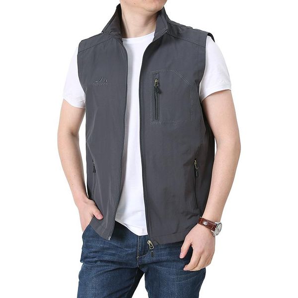 

men's vests outdoor summer spring casual vest multi-pockets zipper jackets sleeveless male pography fishing military 6xl, Black;white