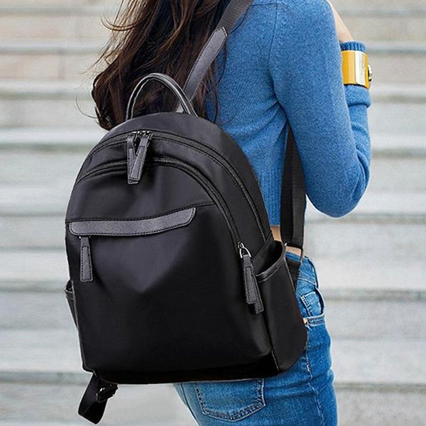 

backpack style women waterproof solid color zipper leather backpacks vintage for girls school bag travel bagpack