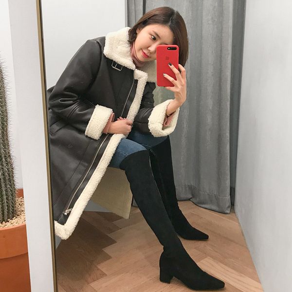 

high heel size 33-42 black fashion stovepipe jump on knee autumn/winter boots r8iz