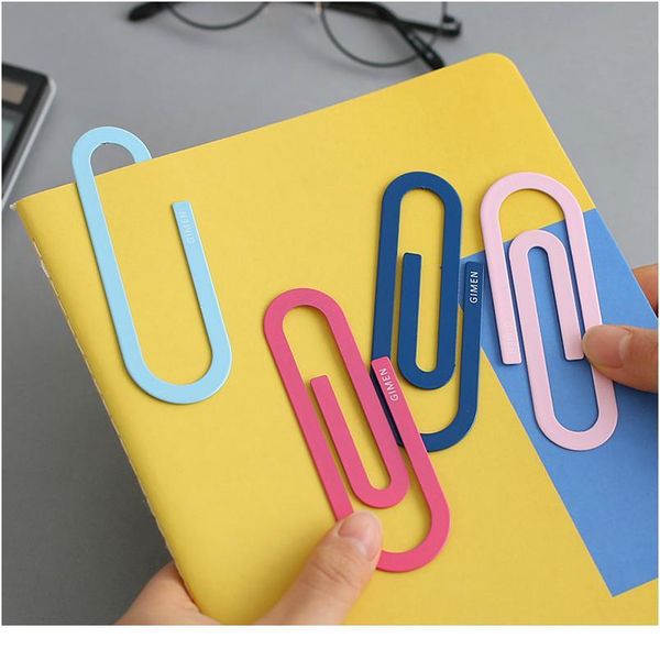 

2pcs/pack large cute metal paper clips 4 inch multicolored bookmark page markers paperclips for office supplier school qylrmp