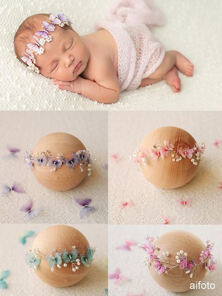 

caps & hats born pography props fairy butterfly pearl headband month mileston headwear headdress fotografia studio shoots po prop, Yellow