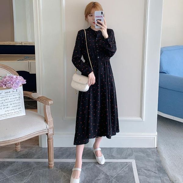 

maternity dresses 3146 spring autumn floral printed chiffon nursing long dress casual sweet feeding clothes for pregnant women pregnancy, White