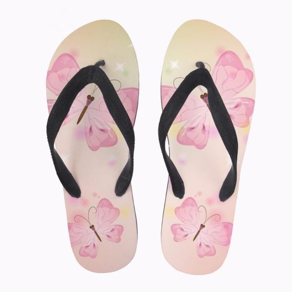

slippers customized women's flip flops pretty 3d butterfly pattern flats women casual female beach water shoes woman summer, Black