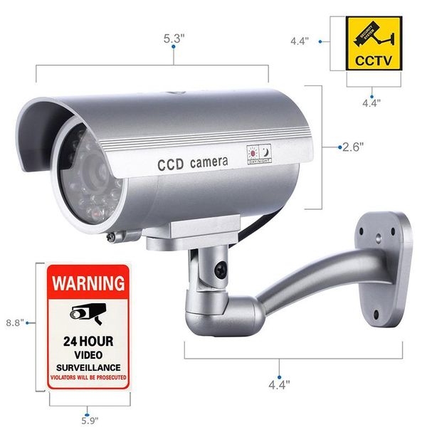 

cameras high simulation waterproof fake dummy camera led flashing light 24 hour warning stickers outdoor indoor cctv video surveillance