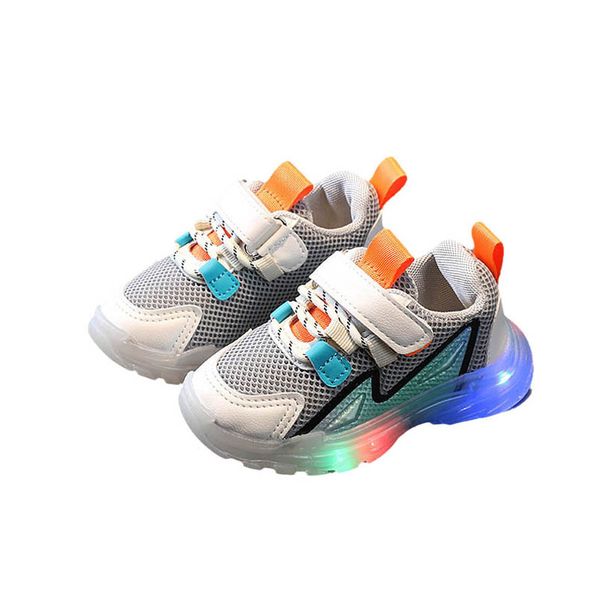 

led baby athletic kids shoes boys girls sneakers autumn winter toddler footwear casual children running sports shoe b8919, Black