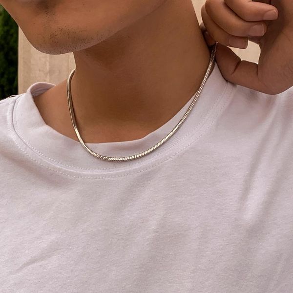 

chains ingemark vintage simple snake chain necklaces hip hop punk classic necklace choker neck jewelry women men friend couple gift, Silver