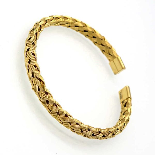 Nuovo arrivo moda polsino braccialetti gioielli donna acciaio inossidabile tessuto stile semplice braccialetti color oro per gioielli donna Q0719