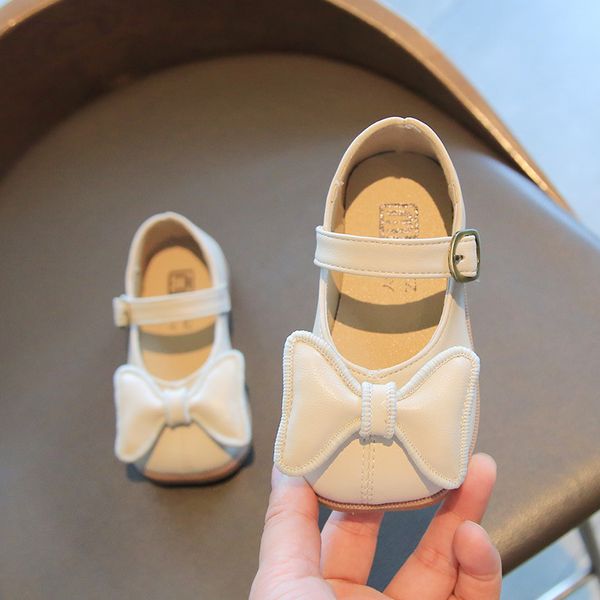 

Girls Shoes Butterfly Knot Princess Shoes Knit Mary Janes Shoes for Kids Flats Children Baby Anti-slip Single Shoe Spring Autumn, Beige