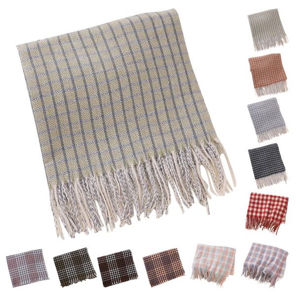 

scarves women's scarf winter casual fashion diamond lattice printed balinese fringed warm plus size bufanda, Blue;gray